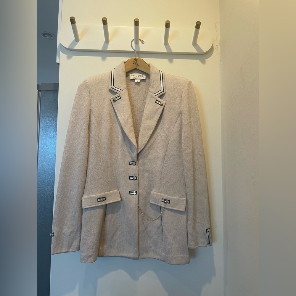 St. John Knit Collection by Marie Gray Cream Blazer, Size 6